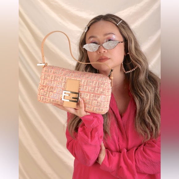 Additional Pics: Authentic Ultra-Rare Fendi Crystal Studded Zucchino Baguette - Picture 16 of 16